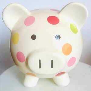 Target Cream Piggy Bank with Multicolor Polka Dots